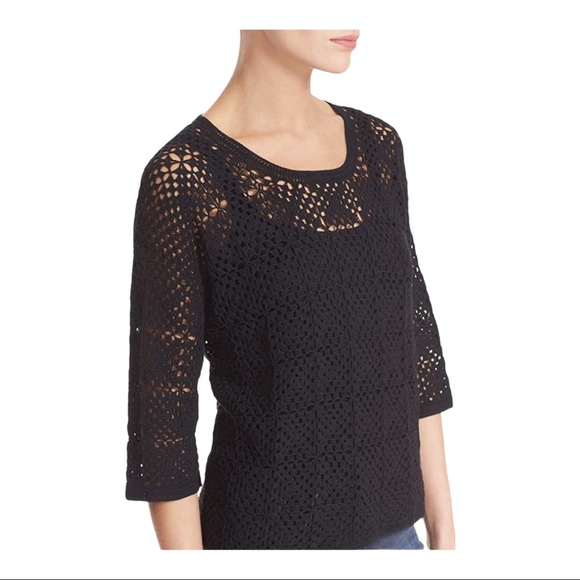 Joie Sweaters - JOIE BLACK CROCHET SWEATER